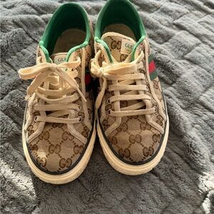 Gucci Tan and Green Sneakers